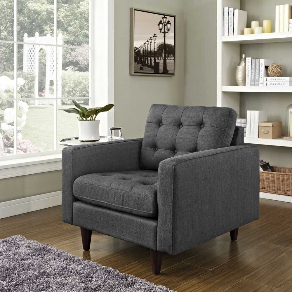 Empress Upholstered Fabric Armchair, Gray