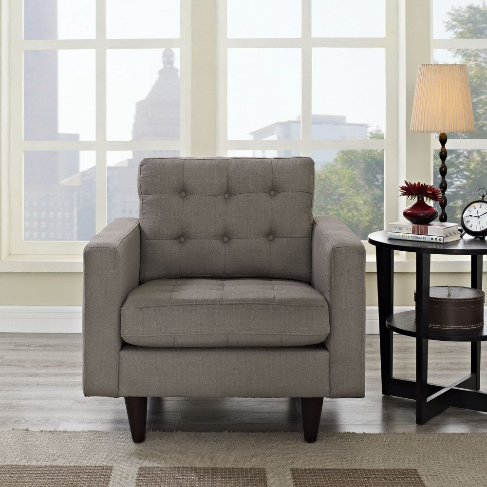 Empress Upholstered Fabric Armchair, Granite