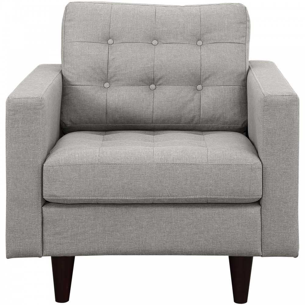 Empress Upholstered Fabric Armchair, Light Gray