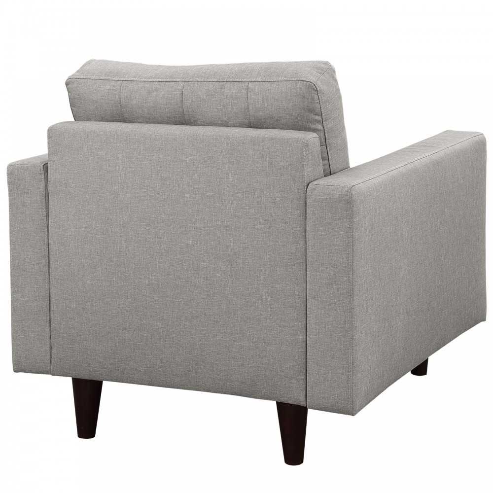 Empress Upholstered Fabric Armchair, Light Gray