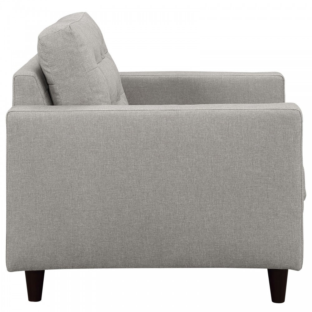 Empress Upholstered Fabric Armchair, Light Gray