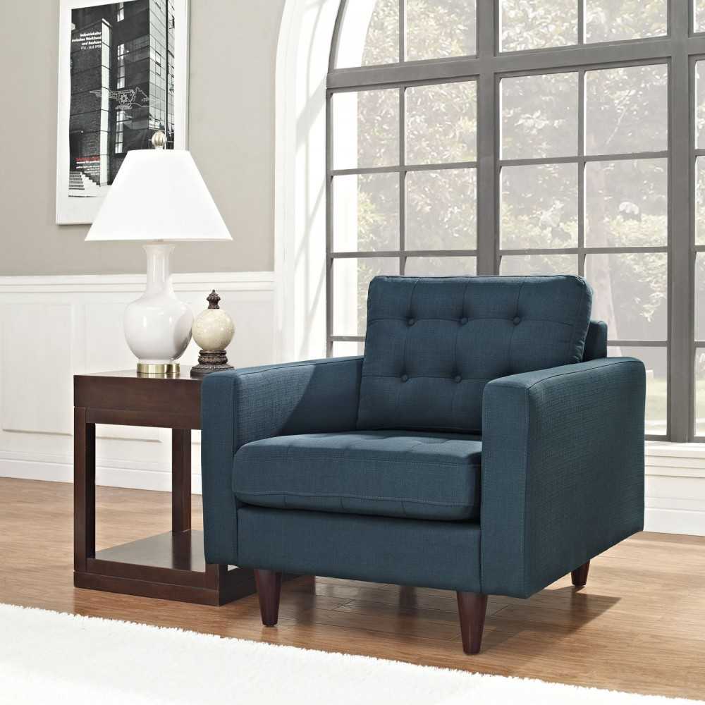 Empress Upholstered Fabric Armchair, Azure
