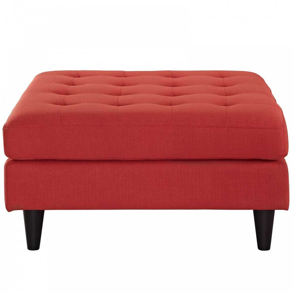 Empress Upholstered Fabric Large Ottoman, Atomic Red