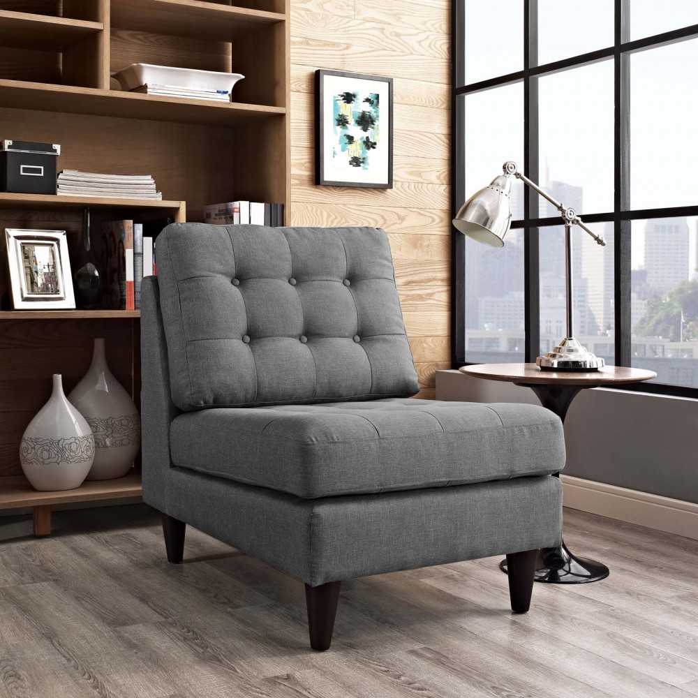 Empress Upholstered Fabric Lounge Chair, Gray