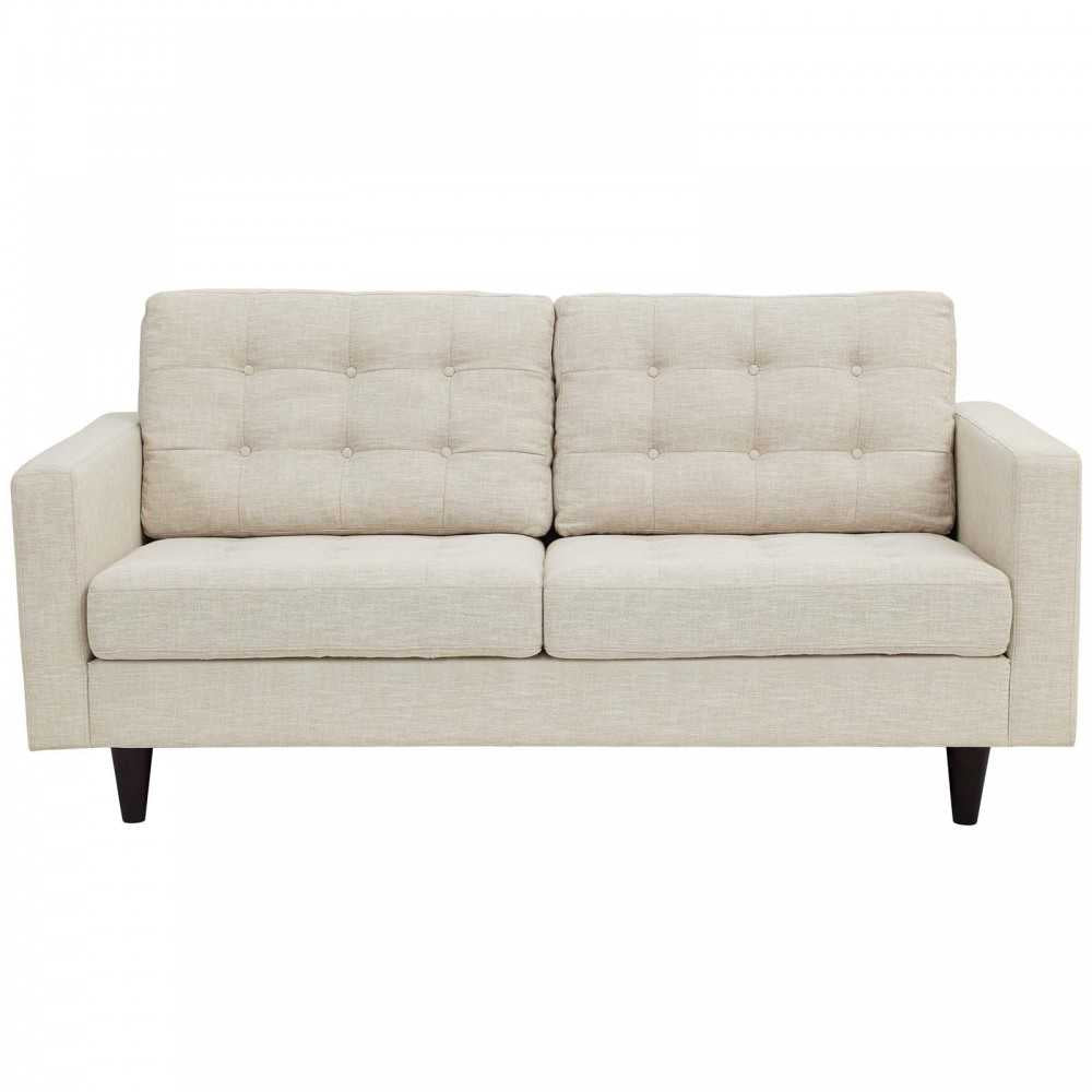 Empress Upholstered Fabric Loveseat, Beige