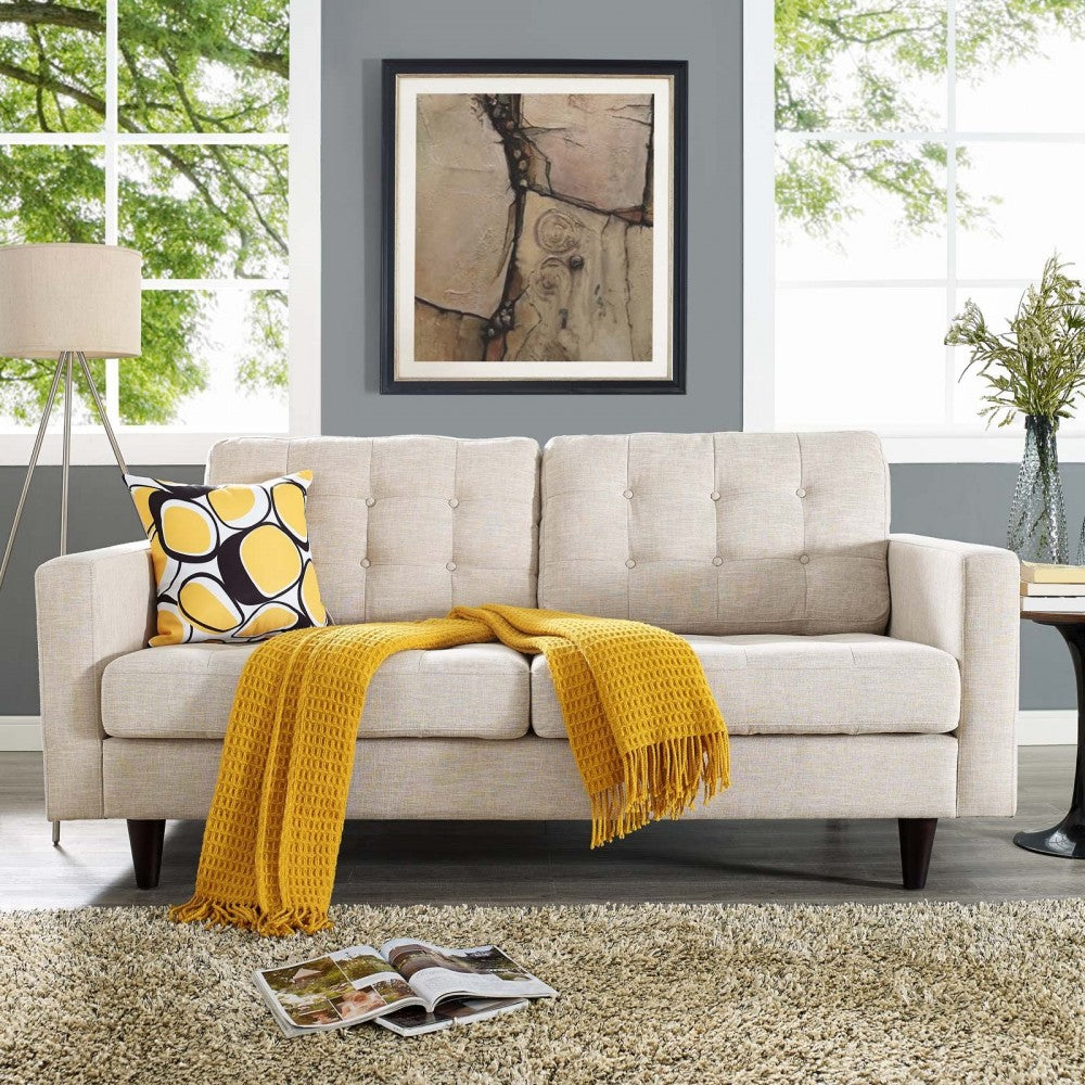 Empress Upholstered Fabric Loveseat, Beige
