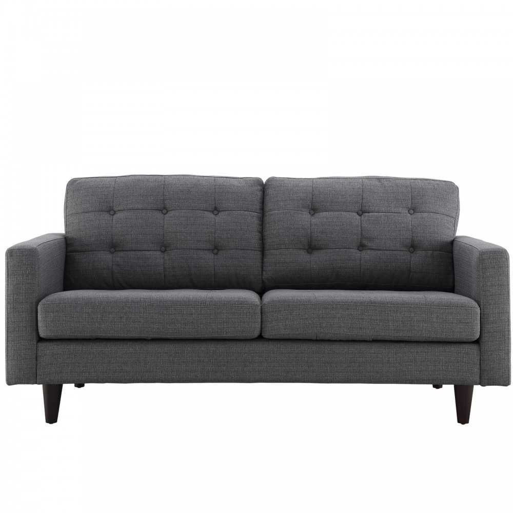 Empress Upholstered Fabric Loveseat, Gray