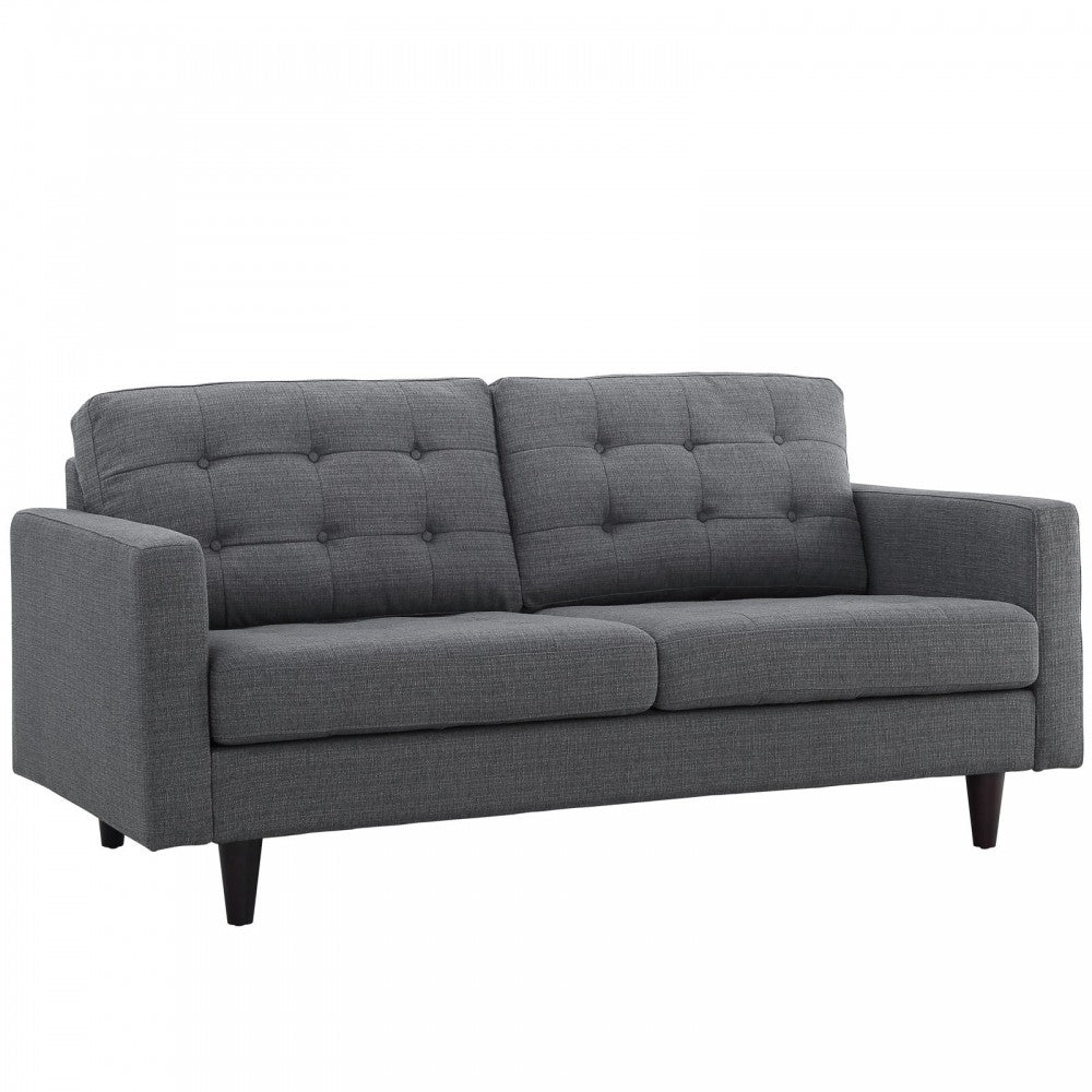 Empress Upholstered Fabric Loveseat, Gray