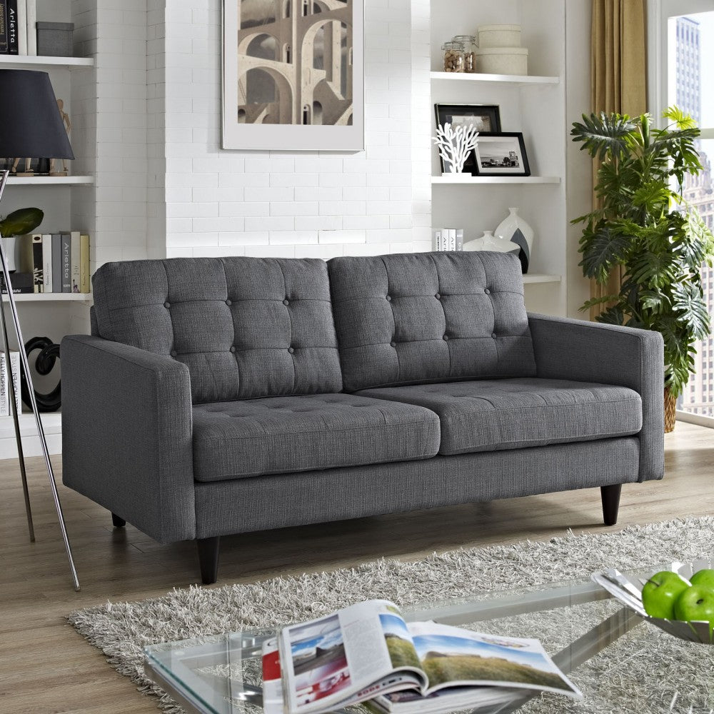 Empress Upholstered Fabric Loveseat, Gray