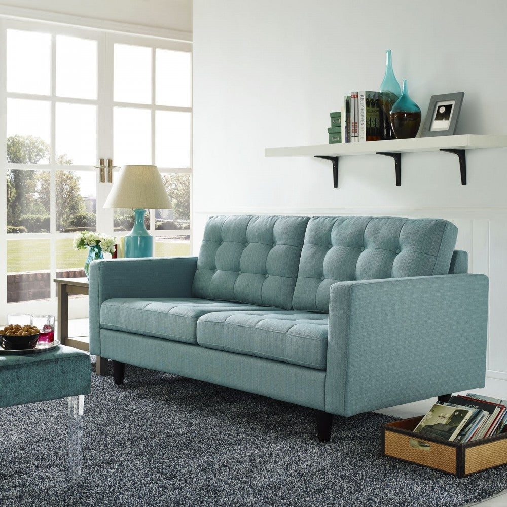 Empress Upholstered Fabric Loveseat, Laguna