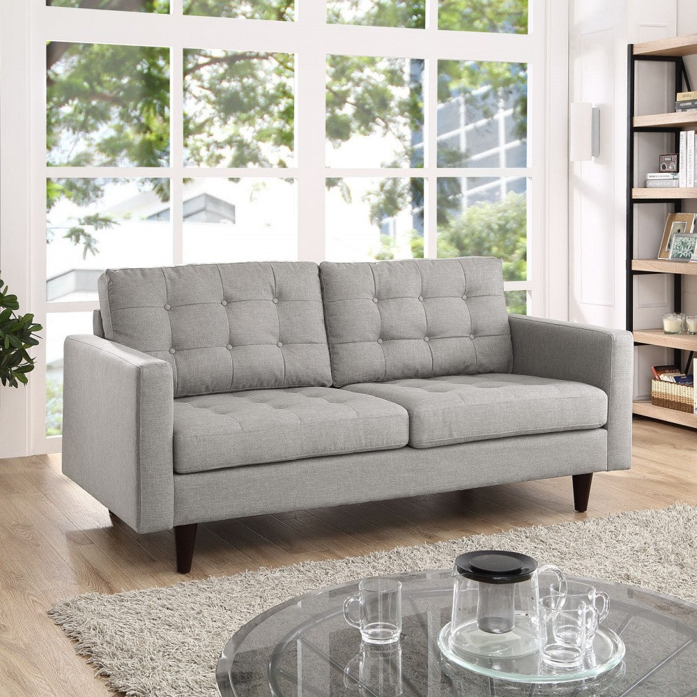 Empress Upholstered Fabric Loveseat, Light Gray