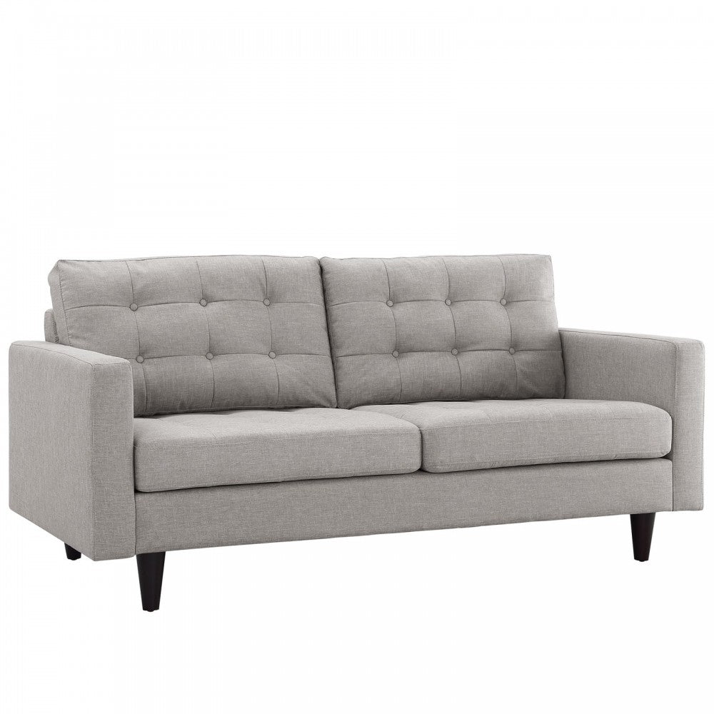 Empress Upholstered Fabric Loveseat, Light Gray