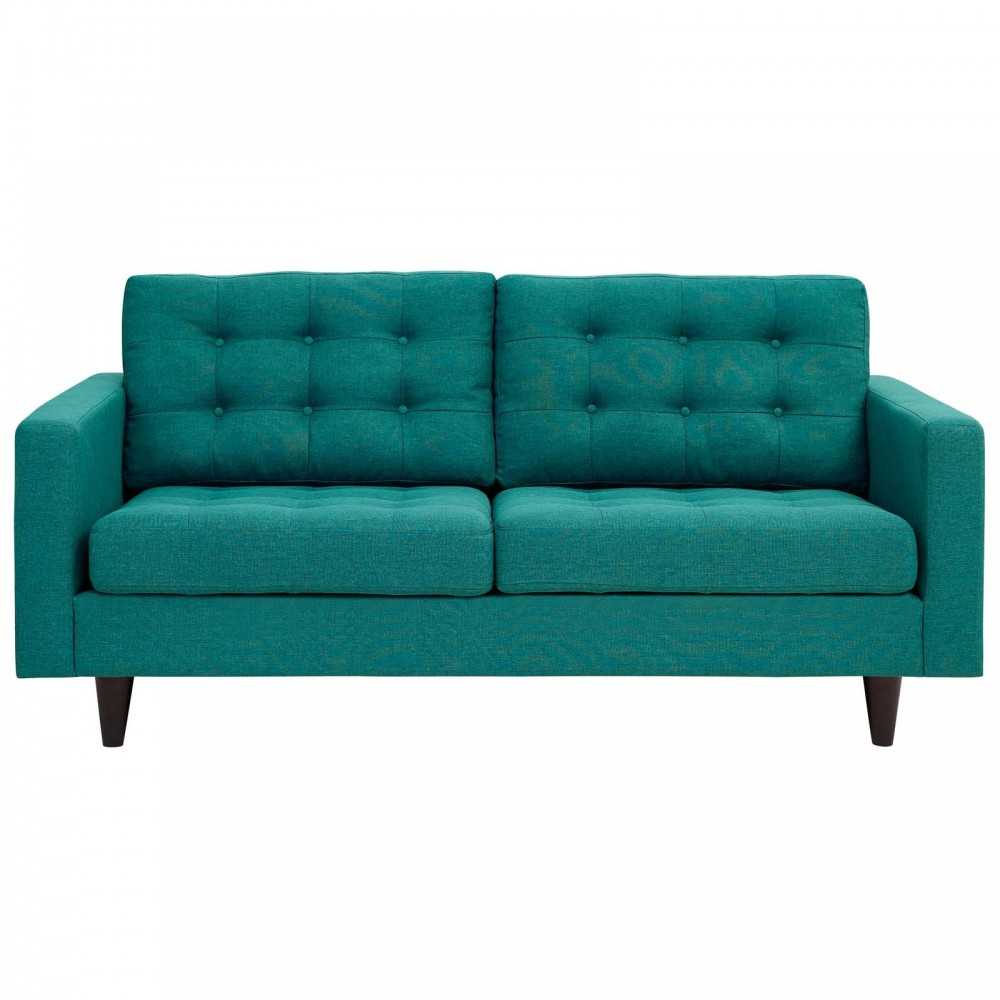 Empress Upholstered Fabric Loveseat, Teal