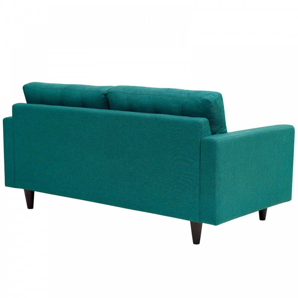 Empress Upholstered Fabric Loveseat, Teal