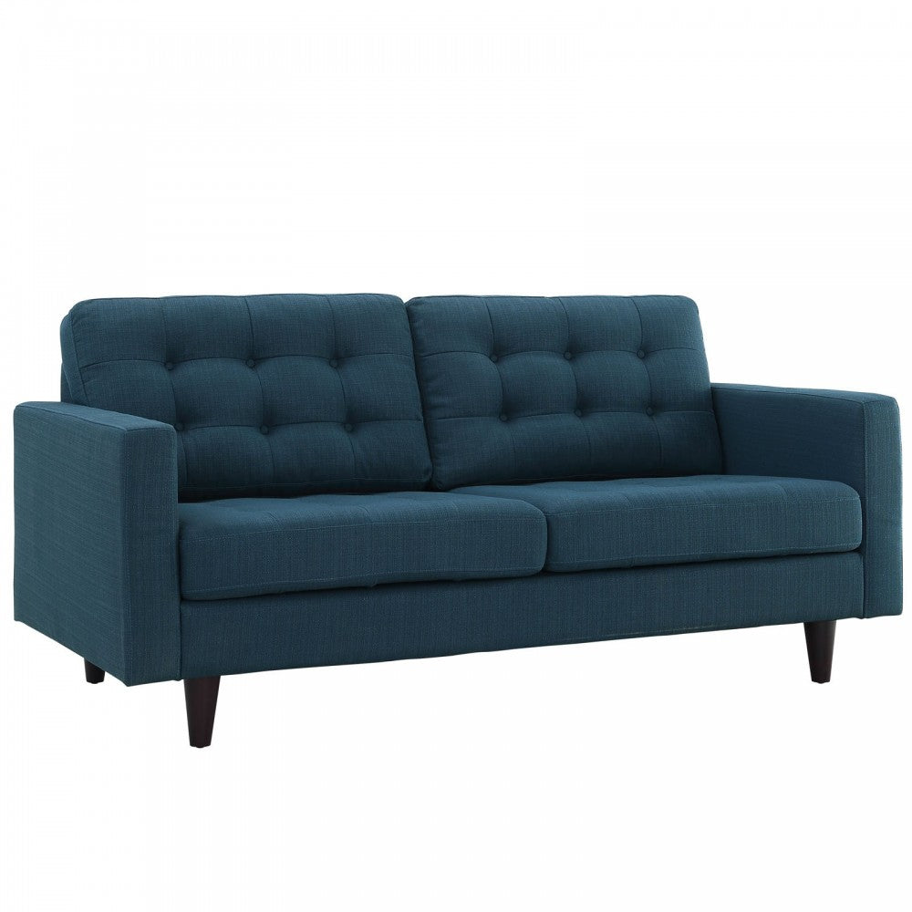Empress Upholstered Fabric Loveseat, Azure