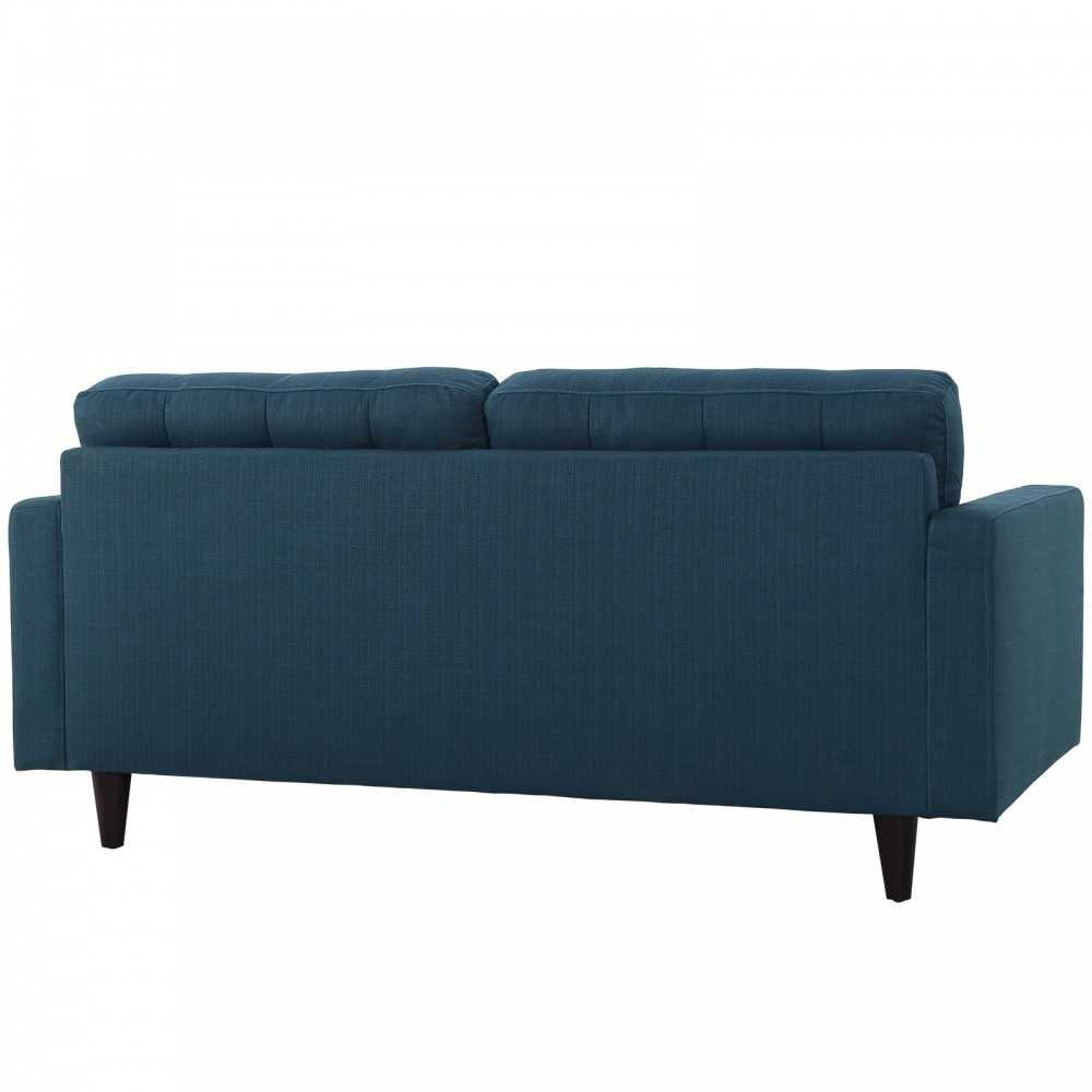 Empress Upholstered Fabric Loveseat, Azure