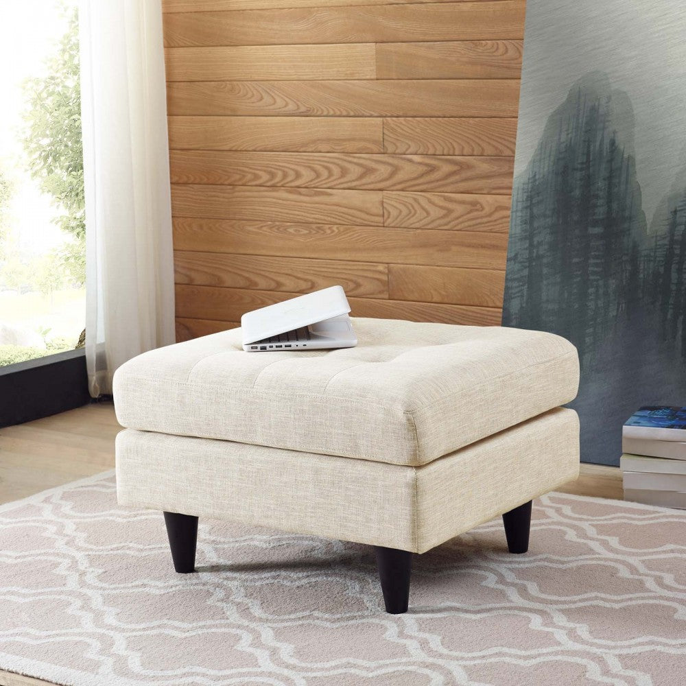 Empress Upholstered Fabric Ottoman, Beige