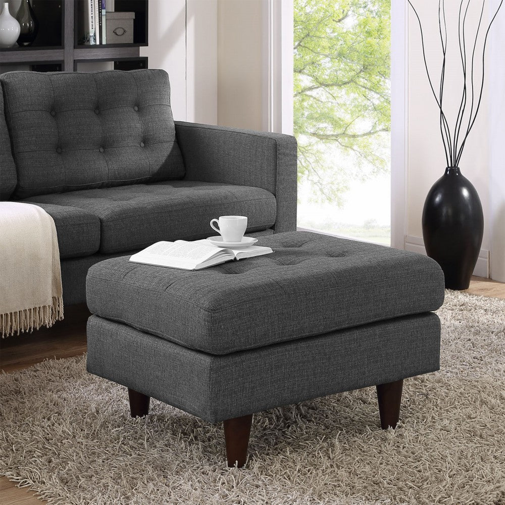 Empress Upholstered Fabric Ottoman, Gray
