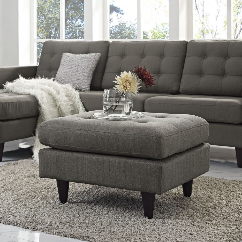 Empress Upholstered Fabric Ottoman, Granite