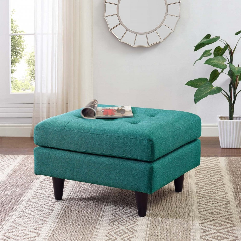 Empress Upholstered Fabric Ottoman, Teal