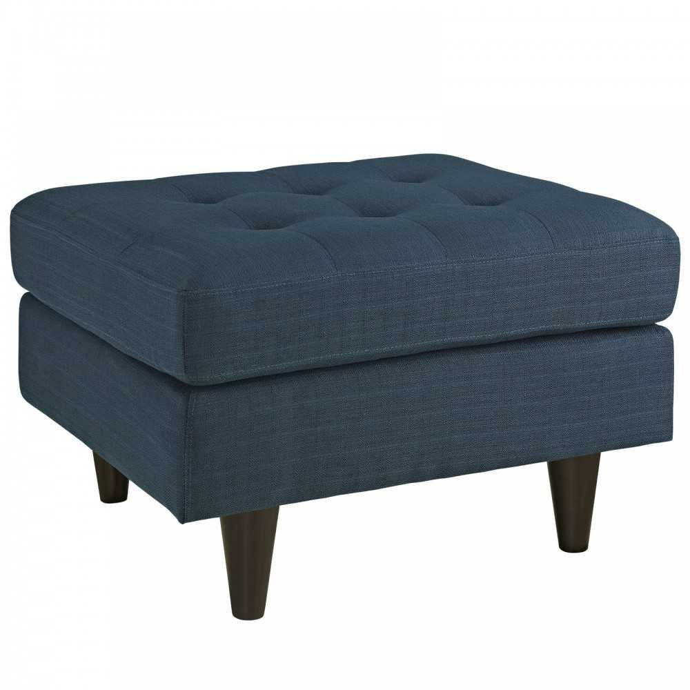Empress Upholstered Fabric Ottoman, Azure