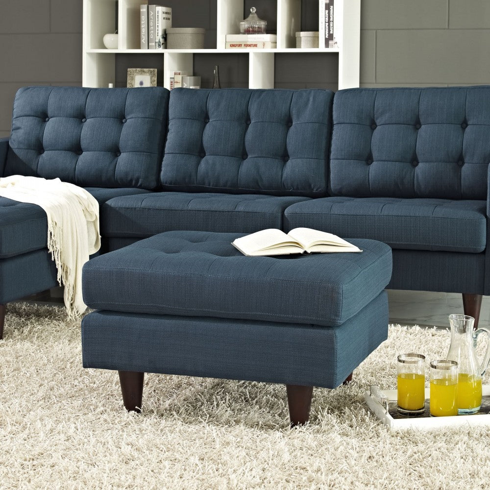 Empress Upholstered Fabric Ottoman, Azure