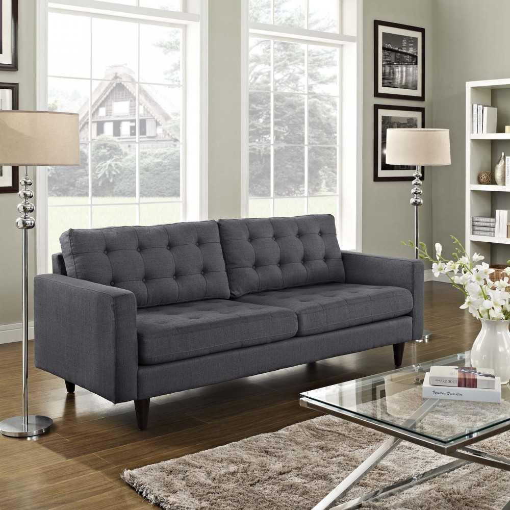 Empress Upholstered Fabric Sofa, Gray