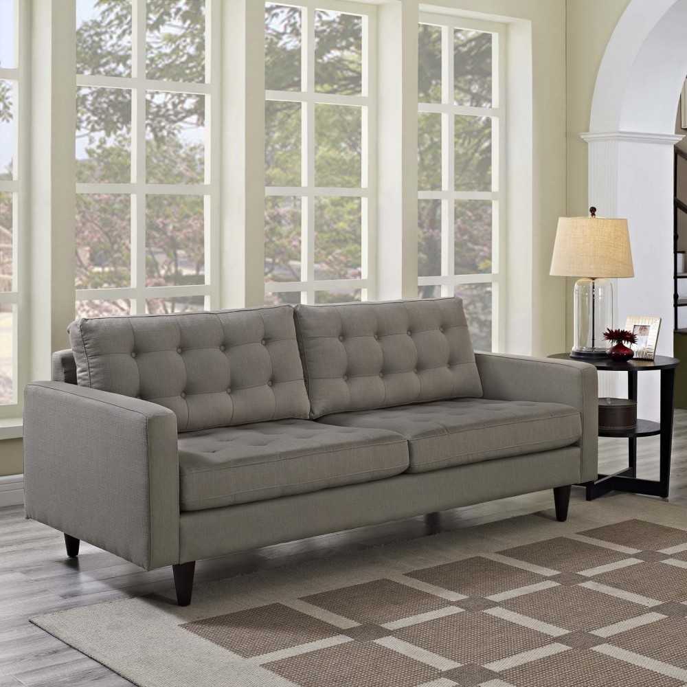 Empress Upholstered Fabric Sofa, Granite