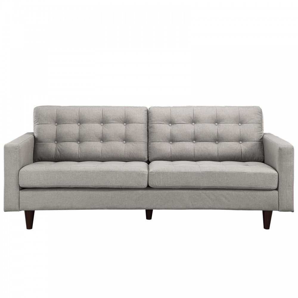 Empress Upholstered Fabric Sofa, Light Gray