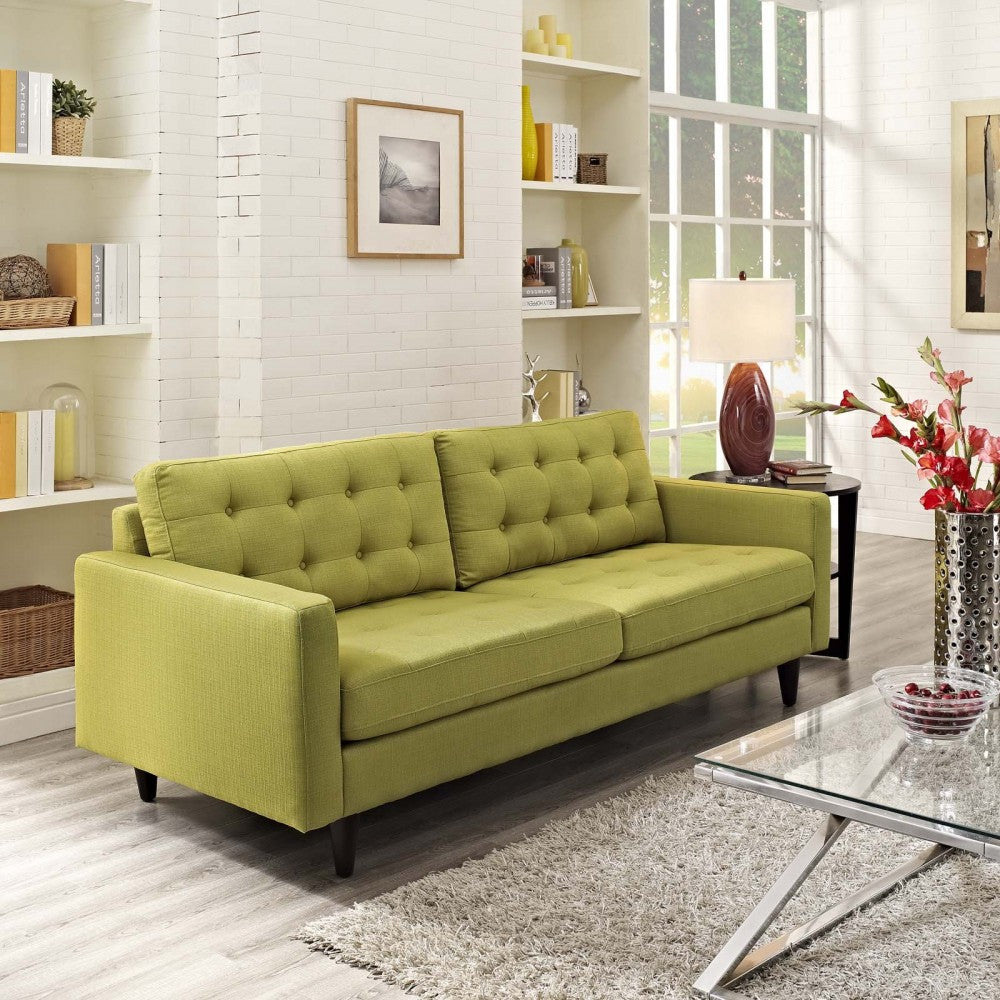 Empress Upholstered Fabric Sofa, Wheatgrass