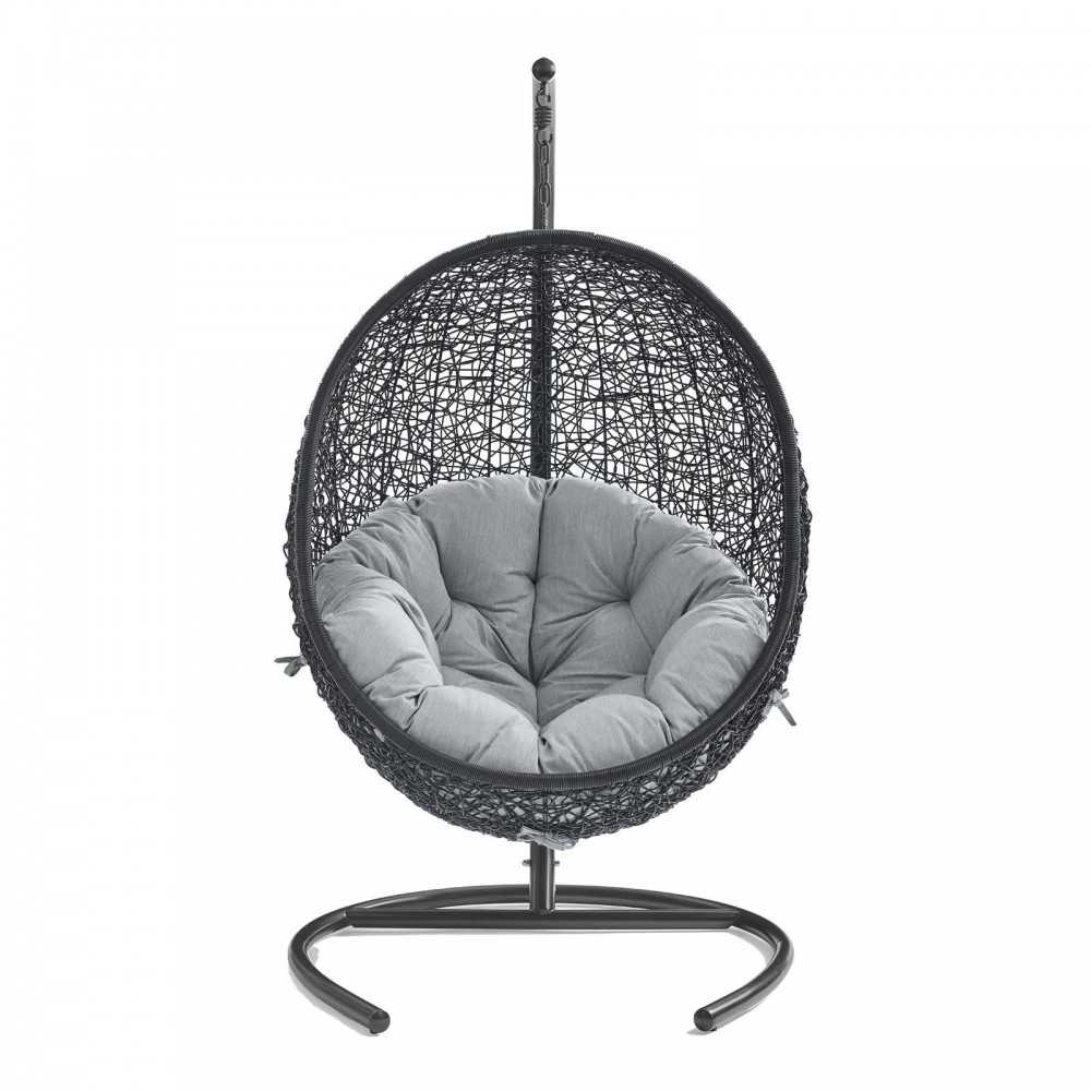 Encase Sunbrella Swing Outdoor Patio Lounge Chair, Black Gray