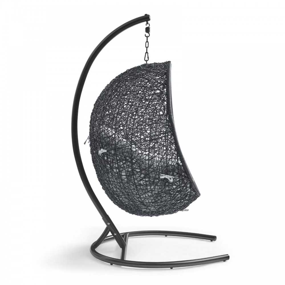 Encase Sunbrella Swing Outdoor Patio Lounge Chair, Black Gray