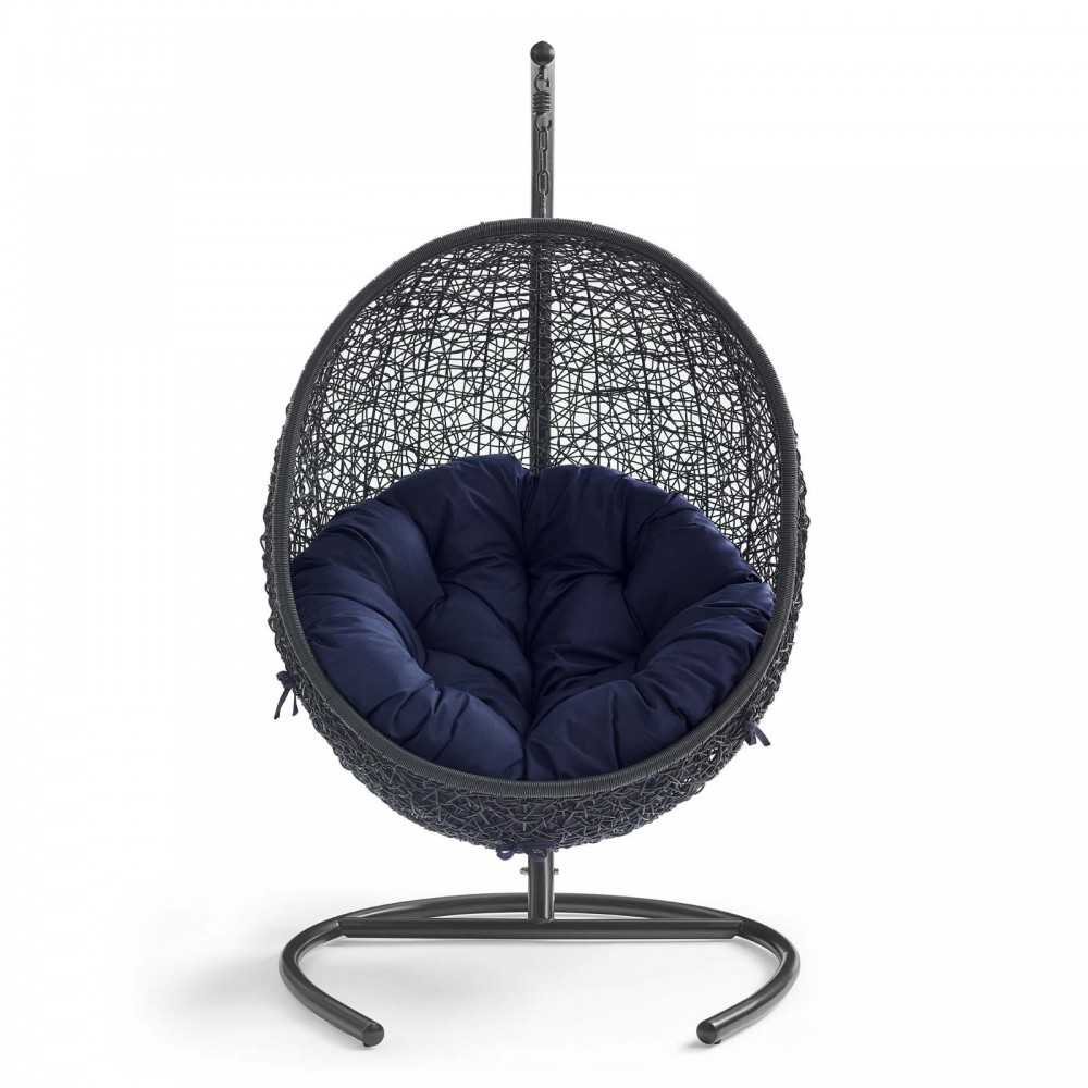 Encase Sunbrella Swing Outdoor Patio Lounge Chair, Black Navy
