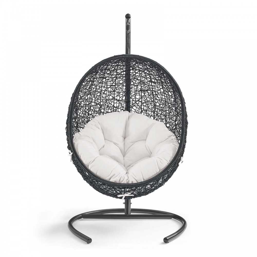 Encase Sunbrella Swing Outdoor Patio Lounge Chair, Black White