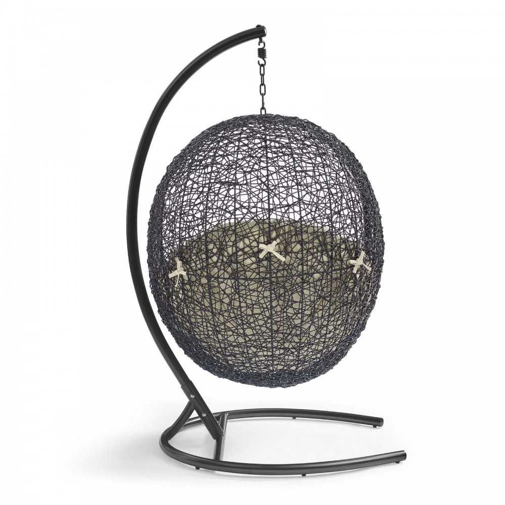 Encase Sunbrella Swing Outdoor Patio Lounge Chair, Black Beige