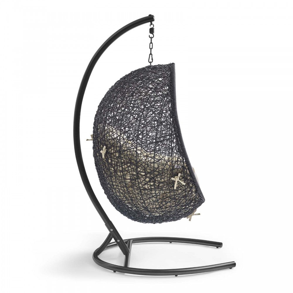 Encase Sunbrella Swing Outdoor Patio Lounge Chair, Black Beige