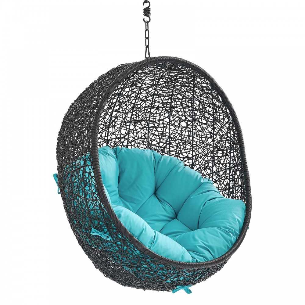 Encase Swing Outdoor Patio Lounge Chair Without Stand, Black Turquoise