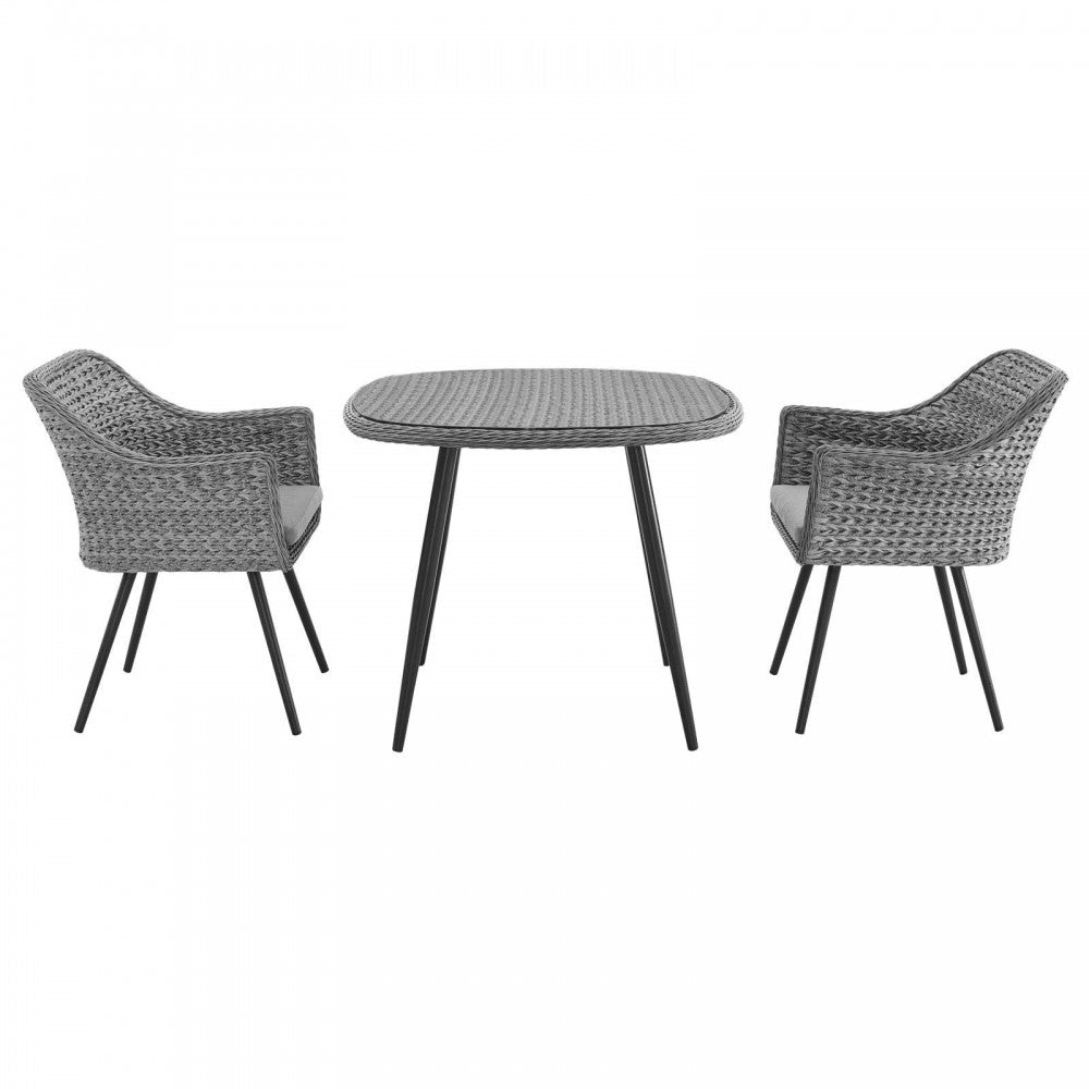 Endeavor 3 Piece Outdoor Patio Wicker Rattan Dining Set
