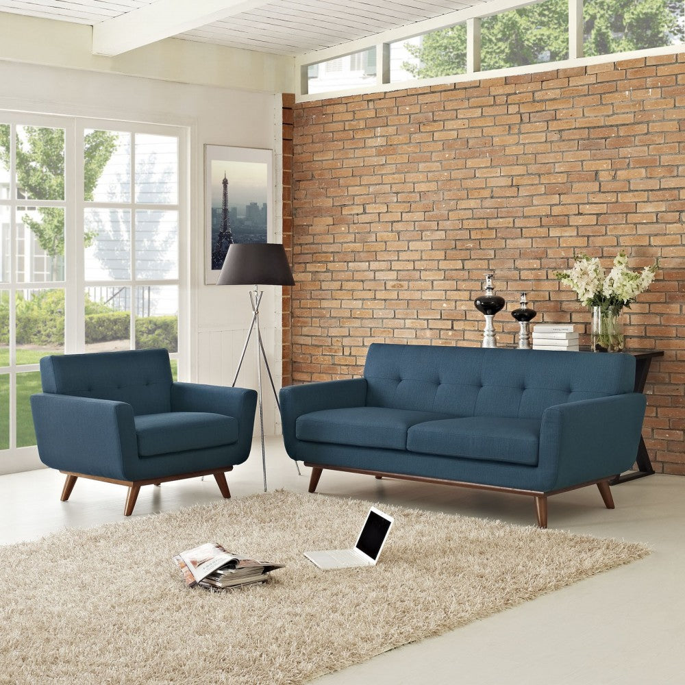 Engage Armchair and Loveseat Set of 2, Azure