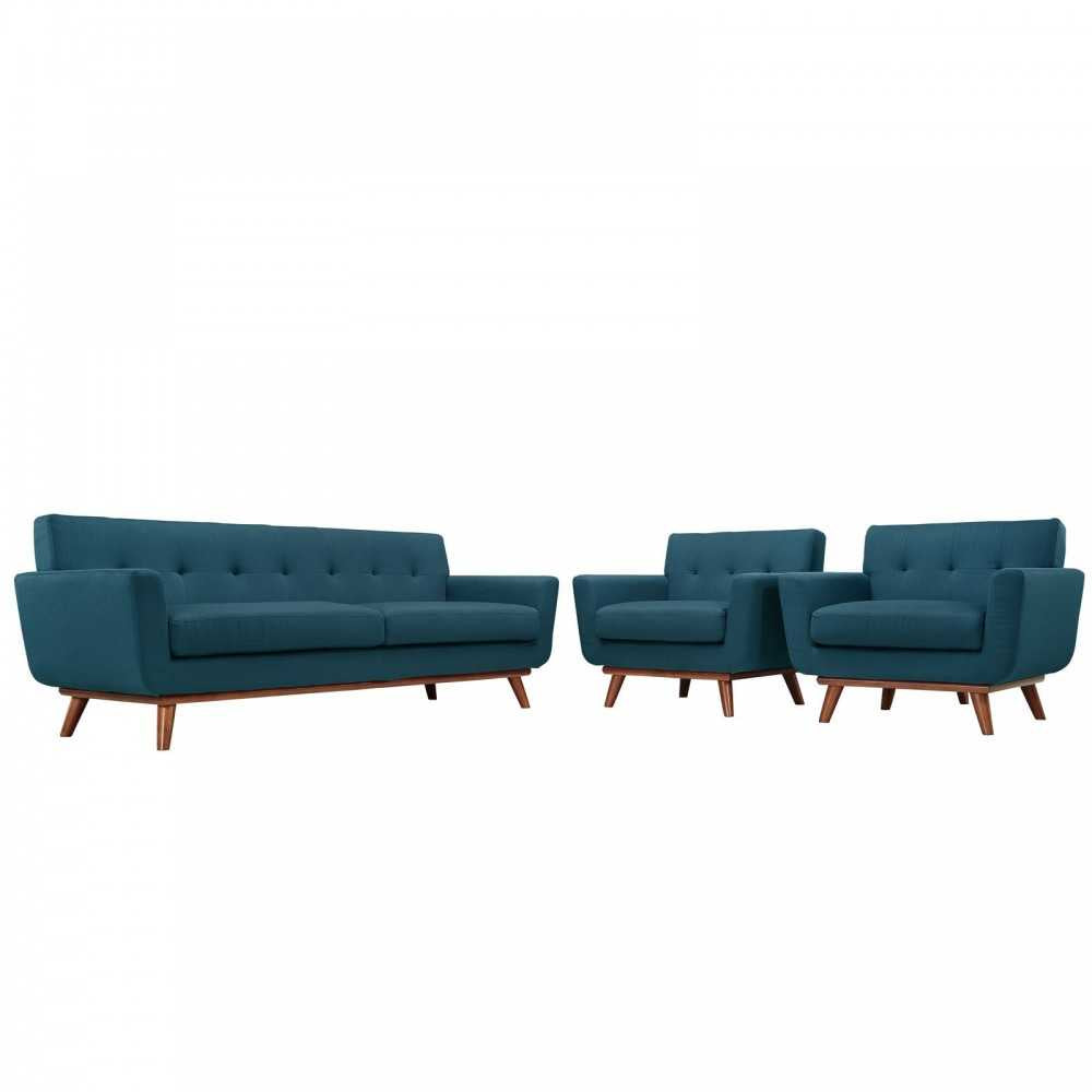 Engage Armchairs and Sofa Set of 3, Azure