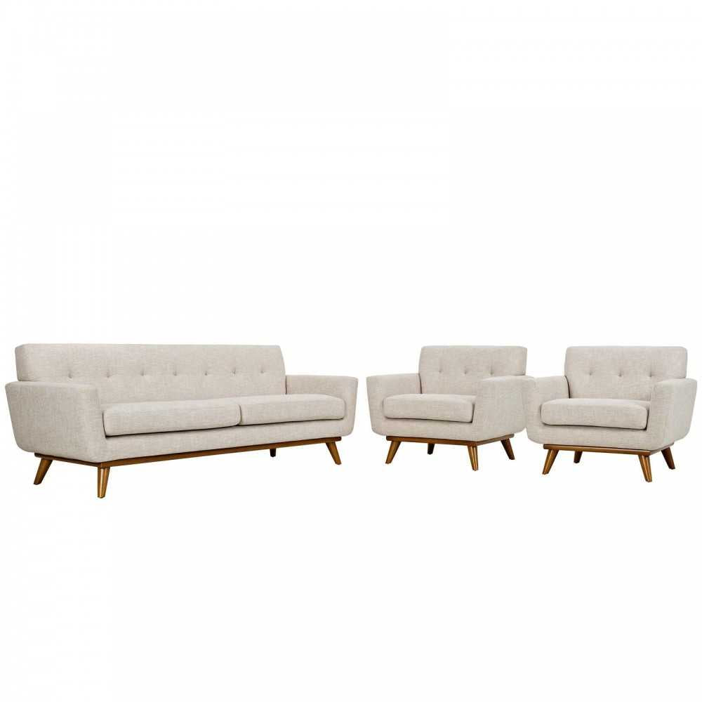 Engage Armchairs and Sofa Set of 3, Beige