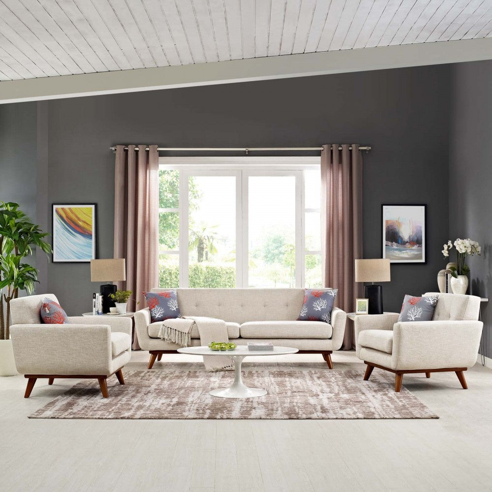 Engage Armchairs and Sofa Set of 3, Beige