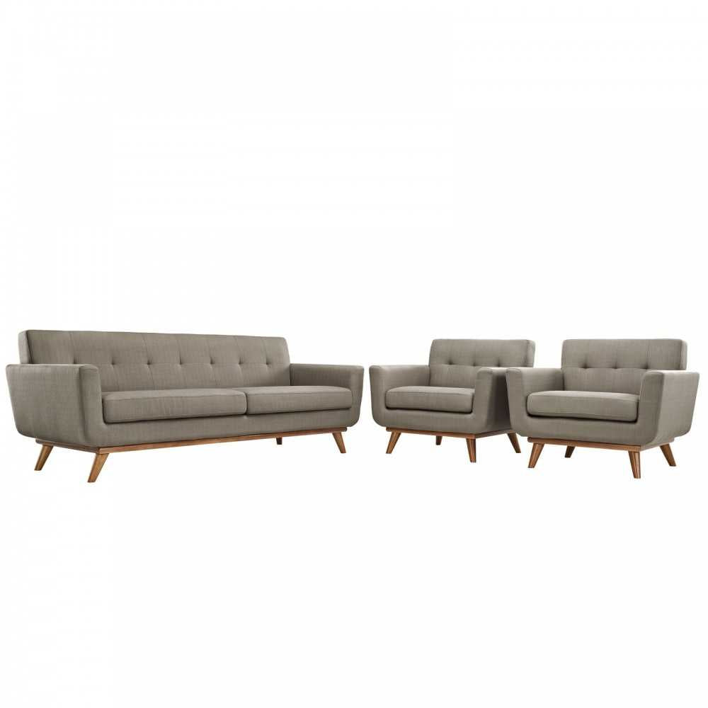 Engage Armchairs and Sofa Set of 3, Granite