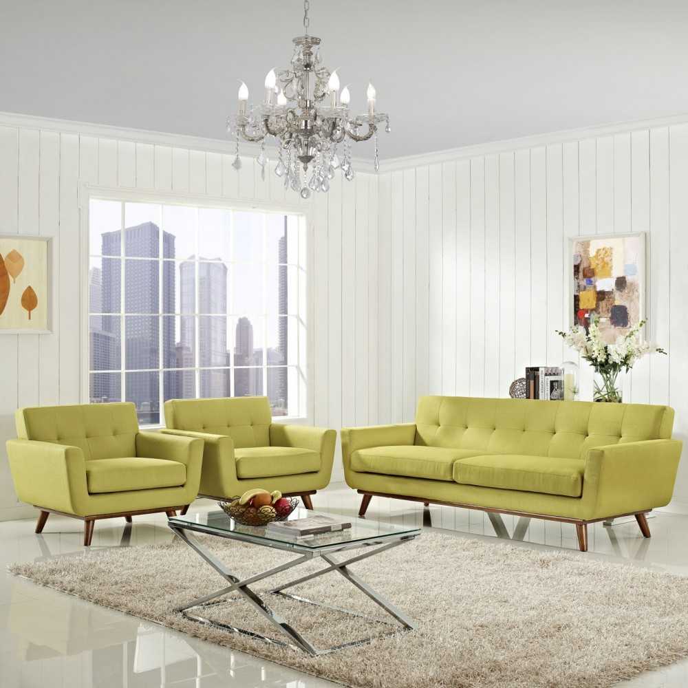 Engage Armchairs and Sofa Set of 3, Wheatgrass
