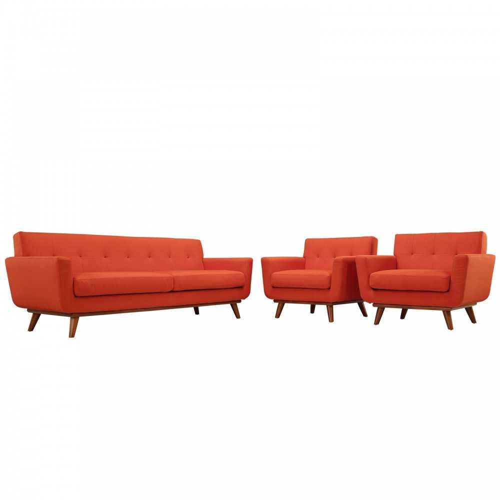 Engage Armchairs and Sofa Set of 3, Atomic Red