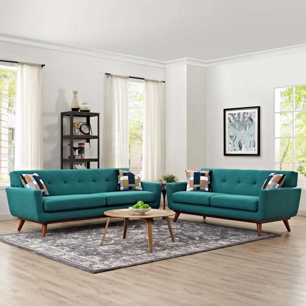 Engage Loveseat and Sofa Set of 2, Teal