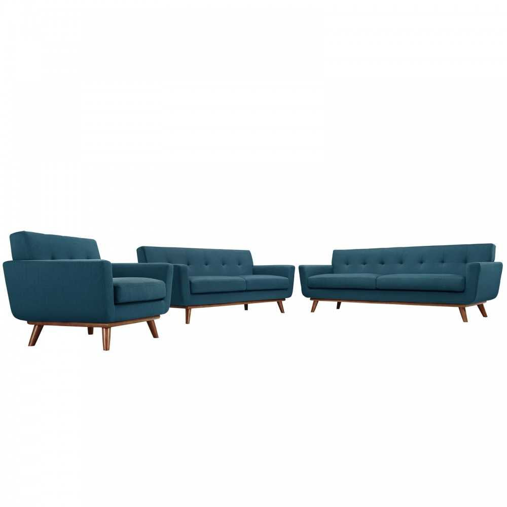 Engage Sofa Loveseat and Armchair Set of 3, Azure