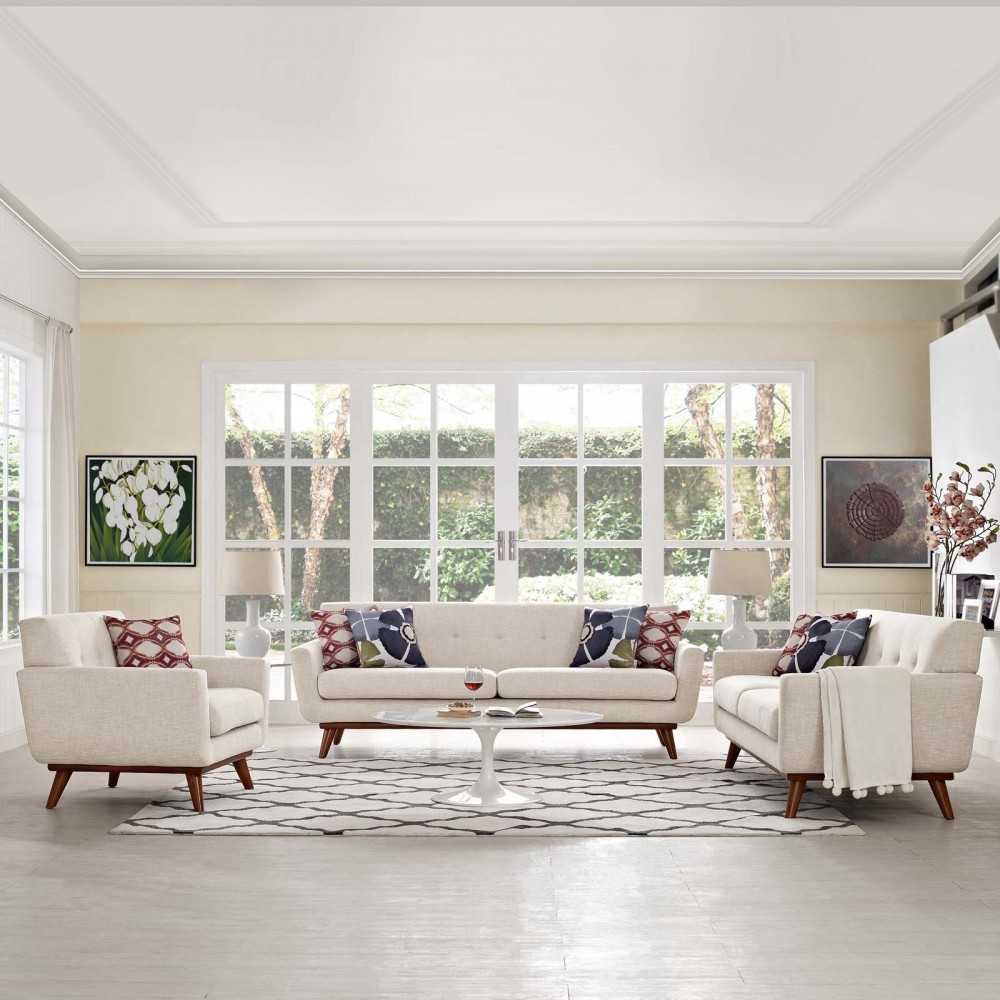 Engage Sofa Loveseat and Armchair Set of 3, Beige