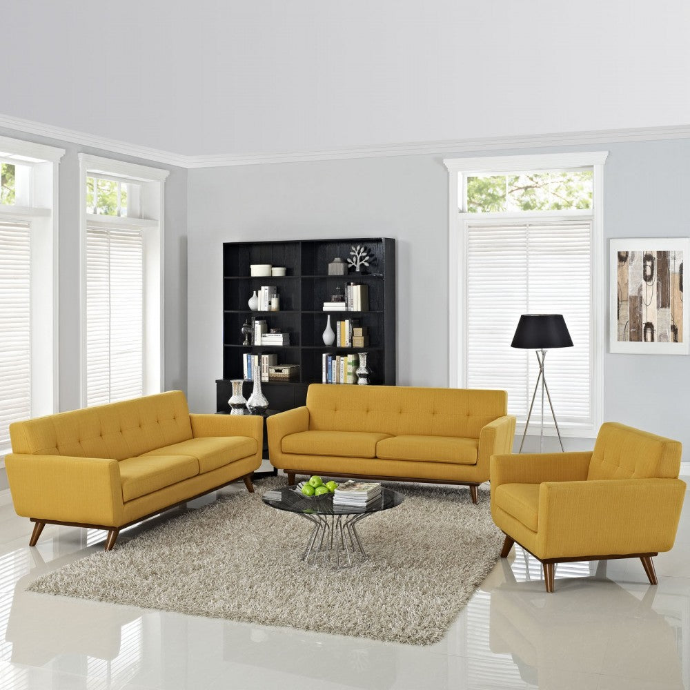 Engage Sofa Loveseat and Armchair Set of 3, Citrus