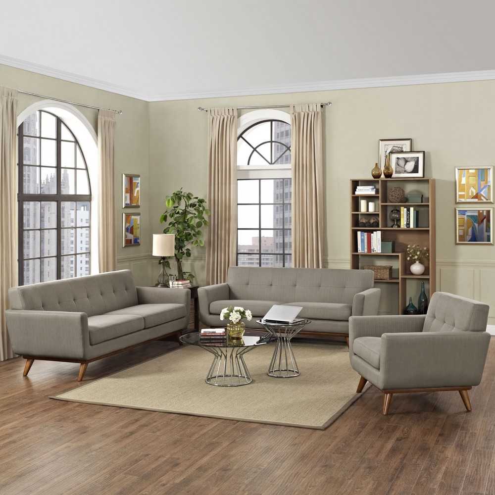 Engage Sofa Loveseat and Armchair Set of 3, Granite